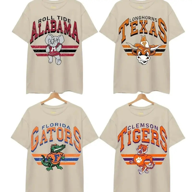 Vintage College Football Teams T-shirt Retro Tee Top Hoodie, Sweatshirt | DripVista.com