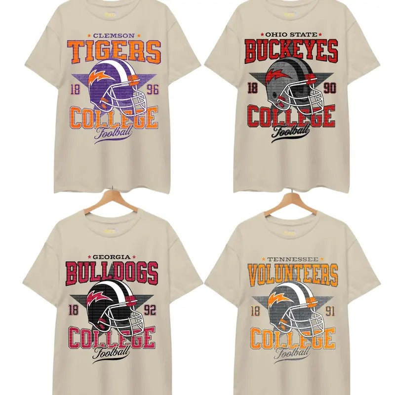 Vintage College NCAA Unisex Classic Sand T-shirt - All Teams NCAA - Classic Sport T-shirt Cotton - Menswear, Jersey Top  Tshirt