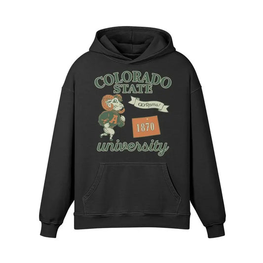 Vintage Colorado State Retro Style College Sweatshirt Hoodie Cotton Menswear Soft Collar Kangaroo