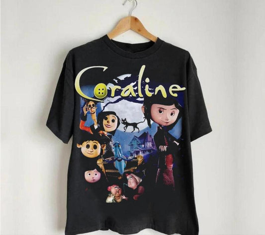 Vintage Coraline T-Shirt, Horror Coraline Tee, Coraline Doll Shirt, Coraline Jones Halloween Shirt Crewneck Streetwear Summer Tshirt.