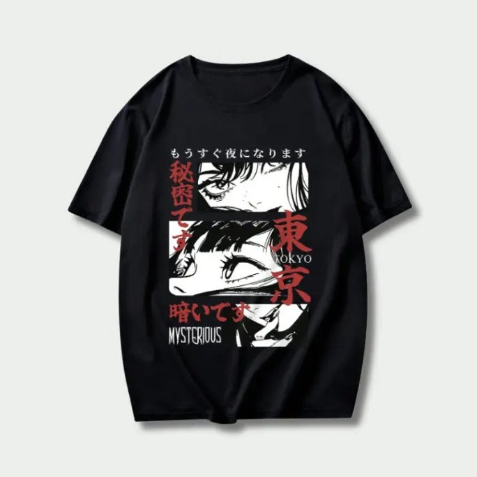 Vintage Cyberpunk Tokyo Graphic Tee, Sweatshirt, Hoodie Gift For Women Top Womenswear Underwear Cotton T-Shirt Polyester Printed Streetwear