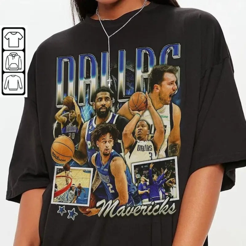 Vintage Dallas Luka Doncic Kyrie Irving Basketball, Mavericks Basketball Shirt Dallas Basketball 90s Vintage Gift For Fans Men women
