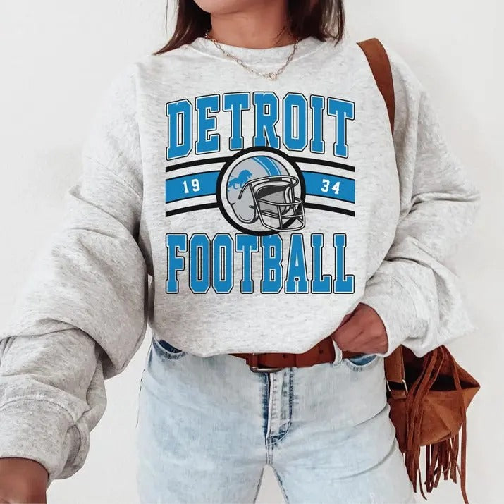 Vintage Detroit Football Crewneck Sweatshirt, Detroit Sweatshirt, Retro Detroit Football Sweatshirt, Detroit Fan Gift