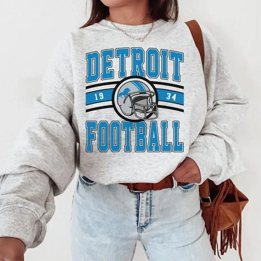 Vintage Detroit Football Crewneck Sweatshirt, Detroit Sweatshirt, Retro Detroit Football Sweatshirt, Detroit Fan Gift