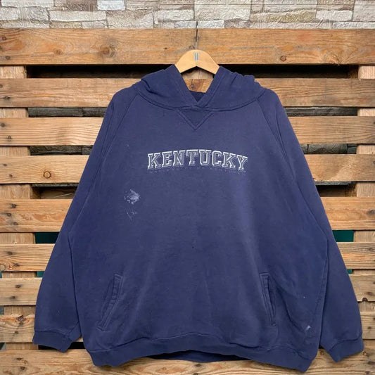 Vintage Distressed NCAA Kentucky Wildcats Hoodie Kentucky Pullover Hooded Kentucky Wildcats Logo Graphic Print Hoodies Blue Navy Color