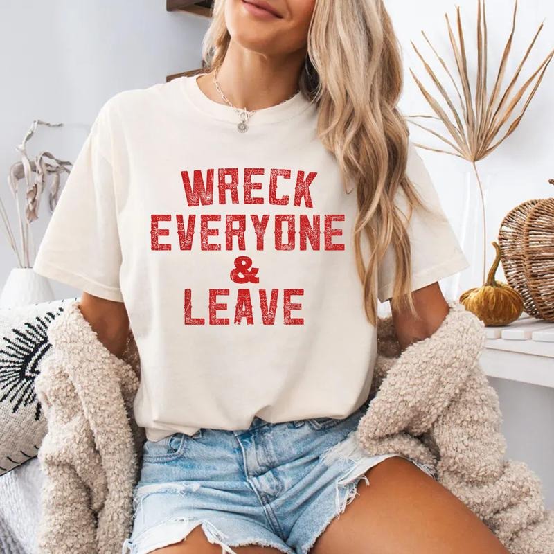 Vintage Distressed Wreck Everyone and Leave Wrestling Match T-Shirt | Unisex Cotton Tee, Short Sleeve, Size S-3XL Hoodie,...