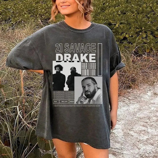 Vintage Drake 21 Savage T-Shirt, Her Loss Shirt, Vintage 90s Bootleg Shirt, Drake Shirt, Drake It's All A Blur Tour Shirt, Rapper Tee