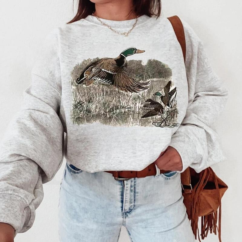 Vintage Duck Sweatshirt, Retro Mallard Shirt, Animal Lover Tee, Fall TNF Shirt, Cozy Autumn Sweatshirt. Hoodie
