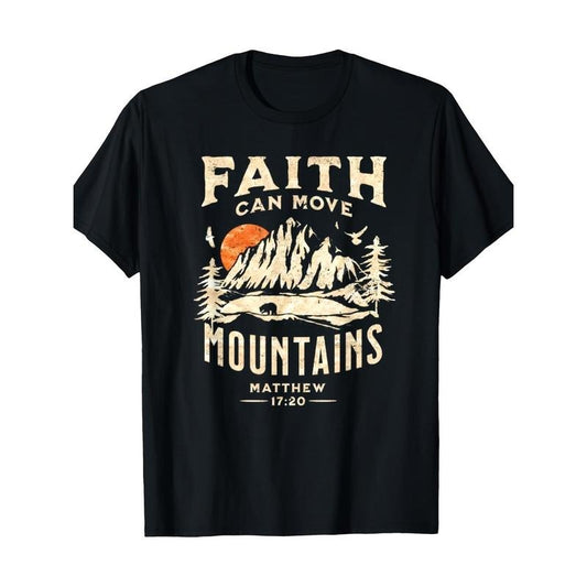 Vintage Faith Can Move Mountains Christian T-Shirt Made in USA