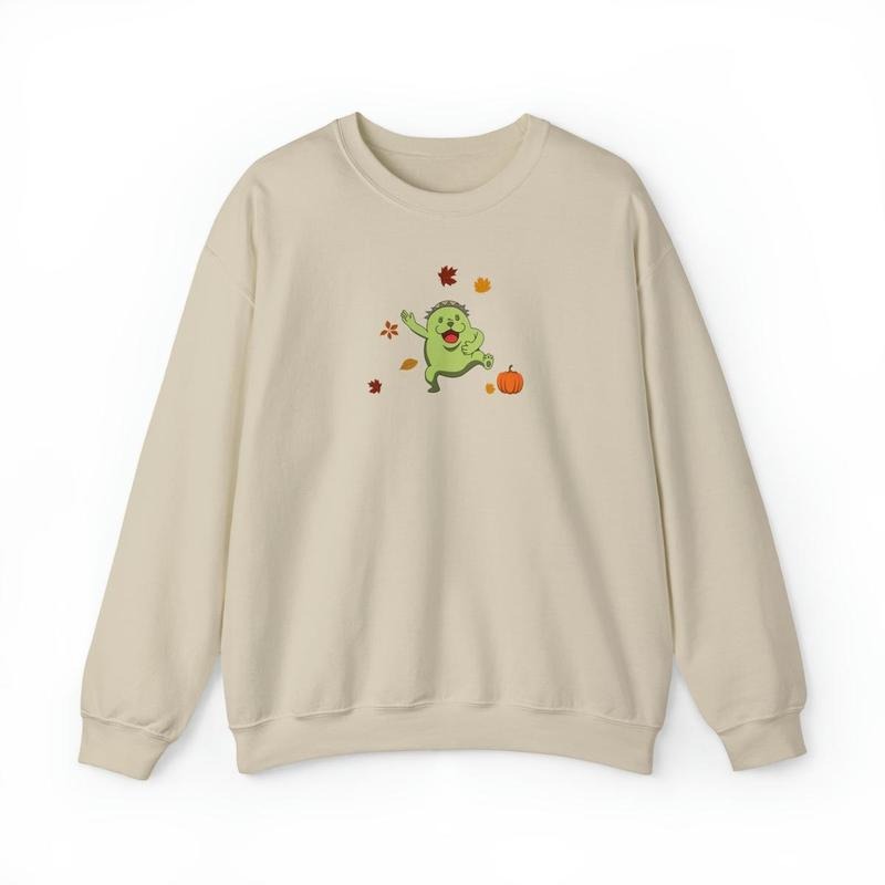 Vintage Fall Hoodie DRG, Sweatshirt DRG Inspired JuJutsu Kaisen Cursed Doll Pumpkin Leaves Anime Manga Inspired Clothing Collar Graphic
