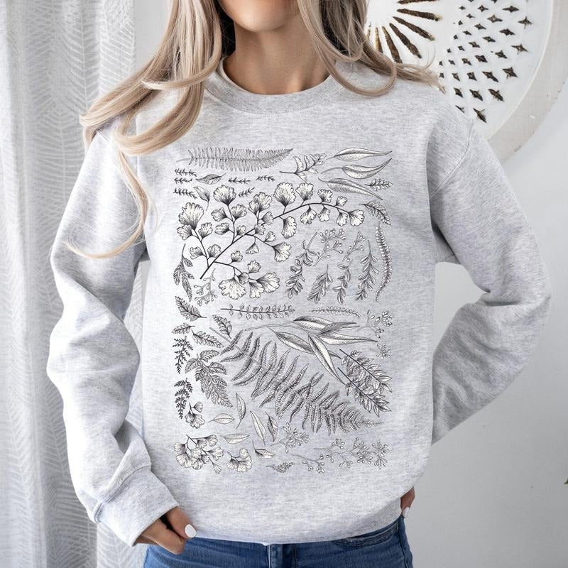 Vintage Fern Illustration, Botanical, Nature Sweatshirt T-Shirts, Hoodie | DripVista.com