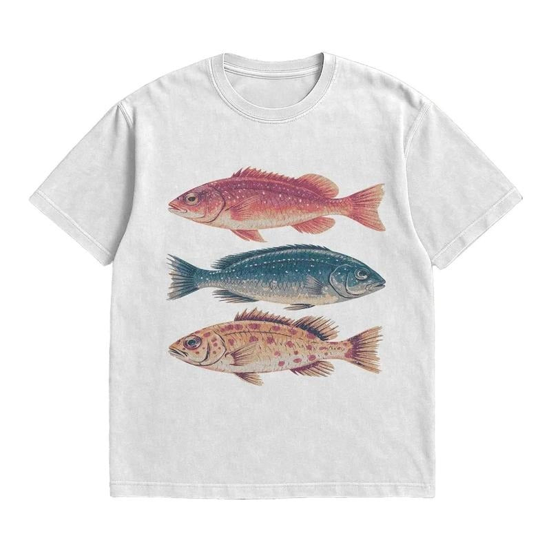 Vintage Fish Shirt Nature Lover Gift for Men Women Retro Fishing T-Shirt Outdoors Marine Biology Tee