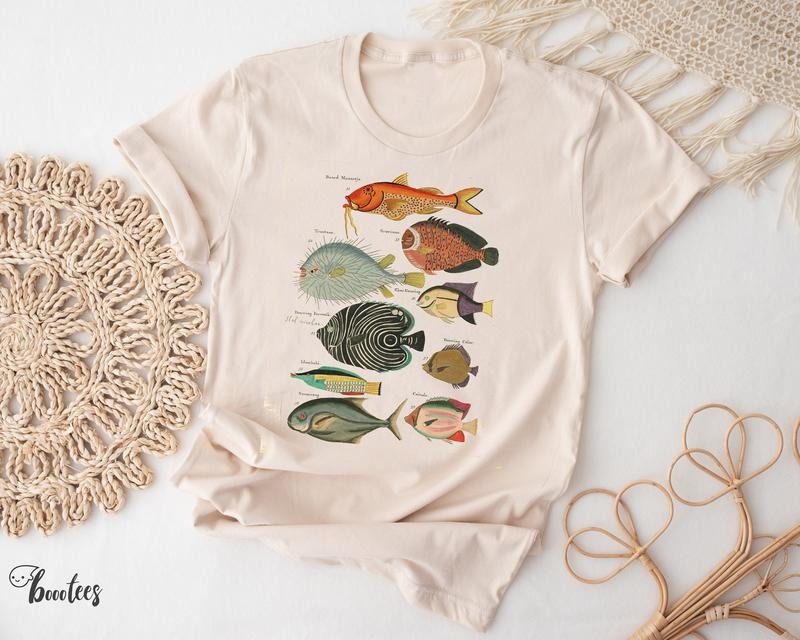 Vintage Fish T-shirt, Fishing Lover Gift Shirt, Women Men Ladies Kids Baby, Tshirt, Gift for Him Her, Mothers Day, Tropical Aquarium