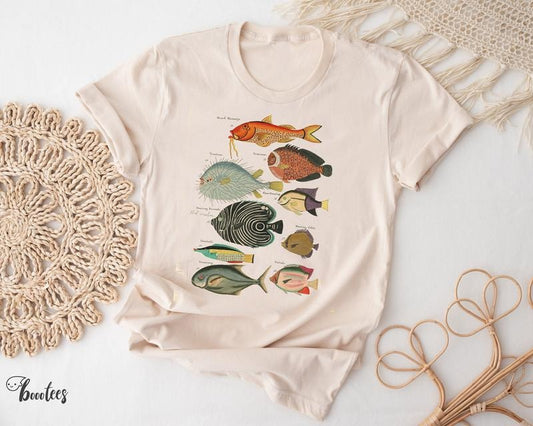 Vintage Fish T-shirt, Fishing Lover Gift Shirt, Women Men Ladies Kids Baby, Tshirt, Gift for Him Her, Mothers Day, Tropical Aquarium
