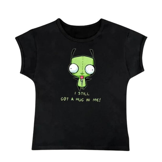 Vintage GIR Baby Tee, Summer Top 90s, Gothic Emo Girl Baby Tee, Y2k Top Women Streetwear, Grunge 2000s, Women Fitted T-Shirt, Casual Cotton Short Sleeve