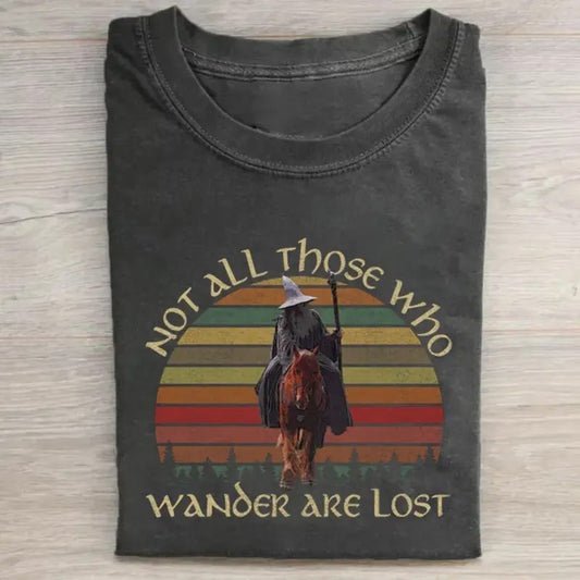 Vintage Gandalf Graphic Tee - Not All Those Who Wander Are Lost - The Lord of The Rings Movie Shirt - JRR Tolkien - Middle Earth - Menswear, Top Hoodie Tshirt