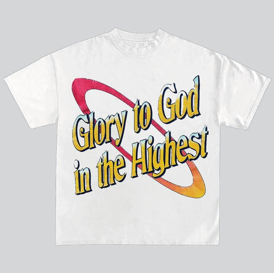 Vintage Glory To God In The Highest Graphic Cotton T-Shirt