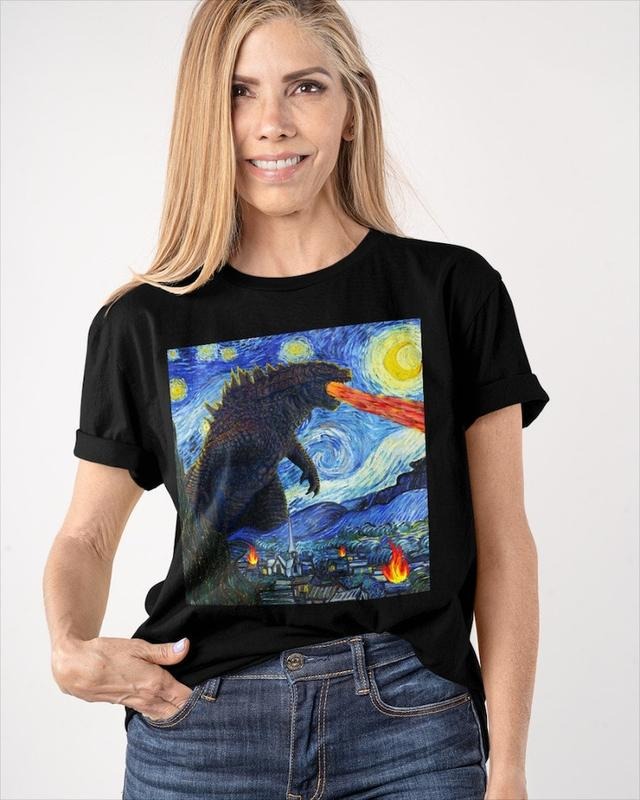 Vintage Godzilla Starry Night T-Shirt, Godzilla Shirt, Dinosaur Shirt, Monsters Shirt Hoodie, Sweatshirt | DripVista.com