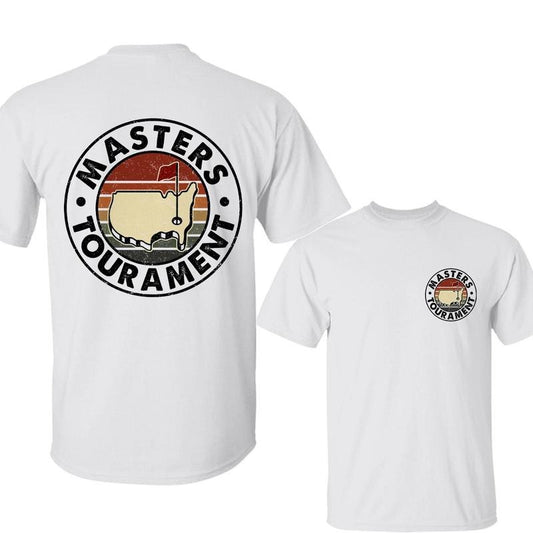 Vintage Golf Masters T-Shirt, Distressed Round Badge Design with Map & Flag for Country Club Golfers - Unisex Fit