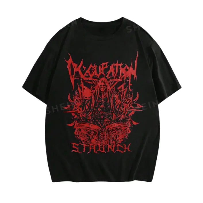 Vintage Goth Men Cotton Letter & Skull Graphic Tee, Sweatshirt, Hoodie Gift For Women Top Womenswear Underwear Cotton Polyester T-Shirt