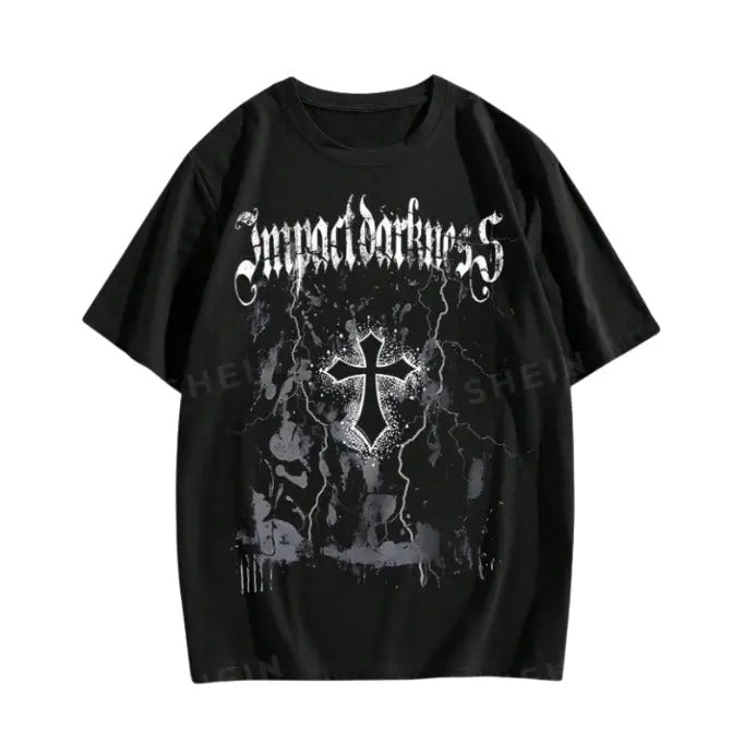 Vintage Goth Men Cross Letter Graphic Tee, Sweatshirt, Hoodie Gift For Women Top Womenswear Underwear Cotton Polyester Streetwear