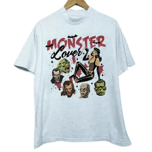Vintage Halloween Horror T-Shirt, Halloween Horror Monsters Lovers T-shirt, Spooky Season Shirt Menswear Top