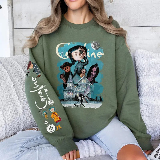 Vintage Halloween Movie Hoodie, Halloween Hoodie, Coraline Best For Coraline Movie Sweatshirtstyle{n002}2