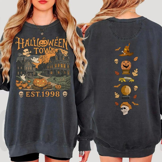 Vintage Halloweentown Sweatshirt, 90s Halloween Shirt, Retro Halloween Sweatshirt, Retro Halloween Shirt, Halloween 2 Sides Sweatshirt