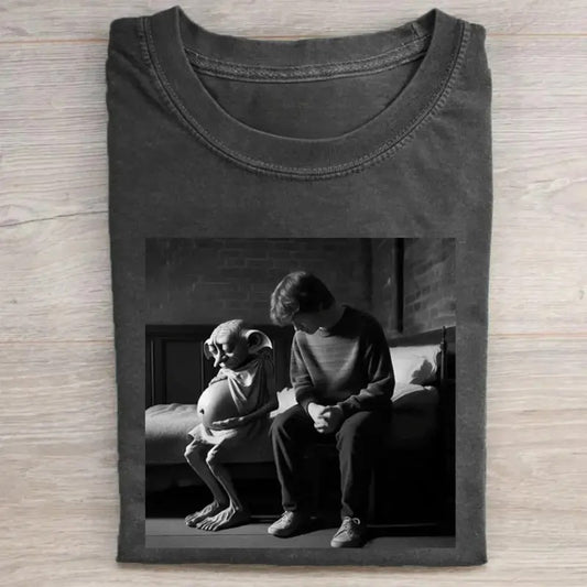Vintage Harry Potter and Dobby Graphic Tee - Funny Men's Top - Harry Potter Movie Shirt - Lord Of The Rings Movie Shirt