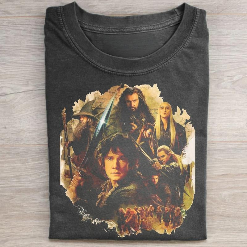 Vintage Hobbit Splash Graphic Tee - Middle Earth - JRR Tolkien - Fantasy Rings - The Hobbit Movies Shirt - LOTR - Bilbo Baggins - Gandalf - Aragorn Menswear Top