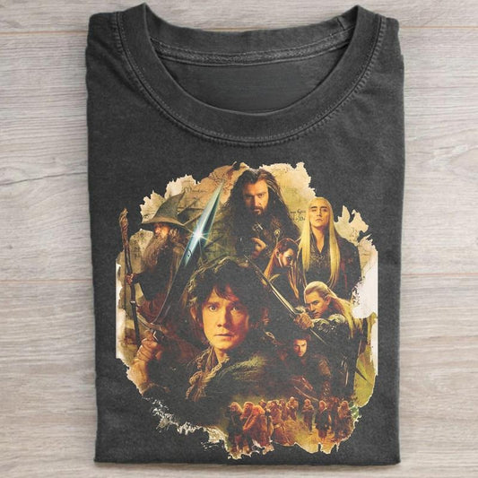 Vintage Hobbit Splash Graphic Tee - Middle Earth - JRR Tolkien - Fantasy Rings - The Hobbit Movies Shirt - LOTR - Bilbo Baggins - Gandalf - Aragorn Menswear Top