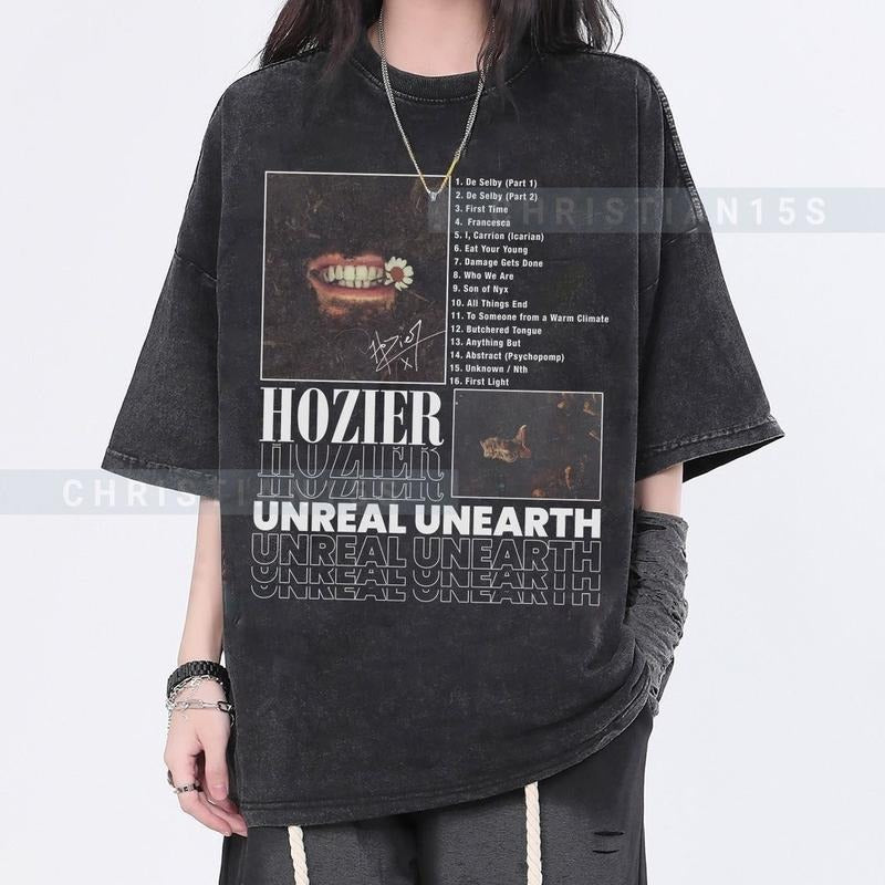 Vintage Hozier Unreal Unearth Shirt, Music Track List Tshirt Sweatshirt Hoodie Best Price