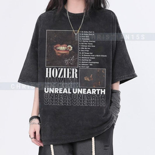 Vintage Hozier Unreal Unearth Shirt, Music Track List Tshirt Sweatshirt Hoodie Best Price