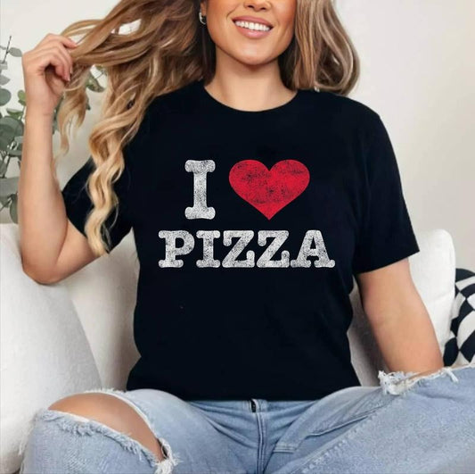 Vintage I Love Pizza T-Shirt Trendy Gift | Cotton 100%, Crewneck, Top Womenswear