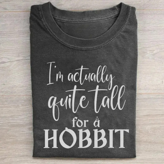 Vintage I'm Actually Quite Tall for a Hobbit Graphic Tee Ver 1 - The Lord of The Rings Movie Shirt - The Hobbits - JRR Tolkien - Middle Earth Geek Gift Menswear Hoodie