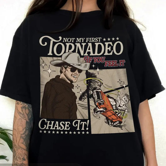 Vintage If You Feel It Chase It Shirt, Not My first Tornadeo Tee, Twisters Shirt, Gllen Powell Shirt, Tyler Owens Shirt, Full Sizes, Full Colors, Unisex T-shirt for Men and Women, Classic Menswear, Womenswear Top Collar Cotton Streetwear