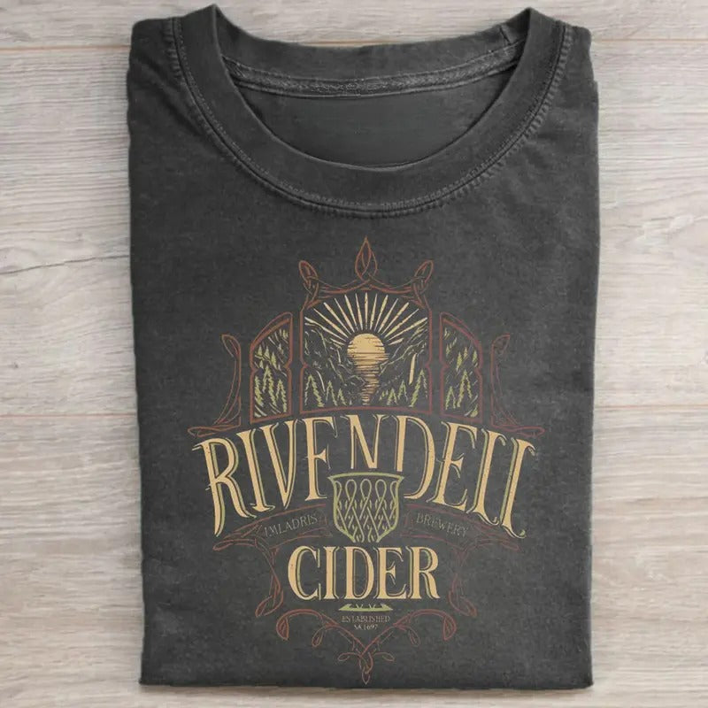 Vintage Imladris Brewery Rivendell Cider Shirt - Funny Beers of Middle Earth Tee Featuring Iconic Movie Scenes - Funny Beers of Middle Earth Design Menswear Top