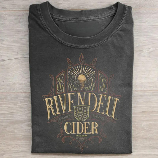 Vintage Imladris Brewery Rivendell Cider Shirt - Funny Beers of Middle Earth Tee Featuring Iconic Movie Scenes - Funny Beers of Middle Earth Design Menswear Top