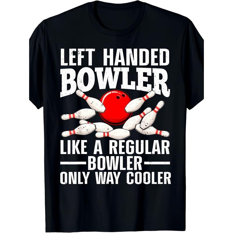Vintage-Inspired Bowling Enthusiast T-Shirt for Men & Women - 100% Cotton, Short Sleeve, Crew Neck with Unique Left Hand Design made in usa