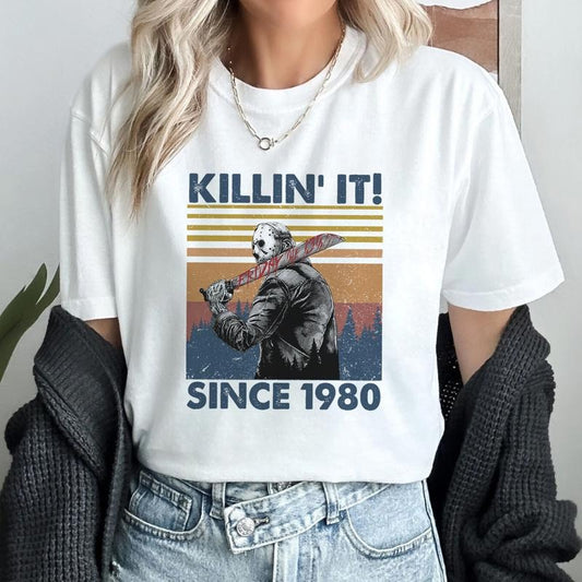 Vintage Jason Voorhees Killin' It Since 1980 T Shirt Jason Voorhees Friday 13th Shirt Halloween Movie Shirt Horror Halloween Shirt