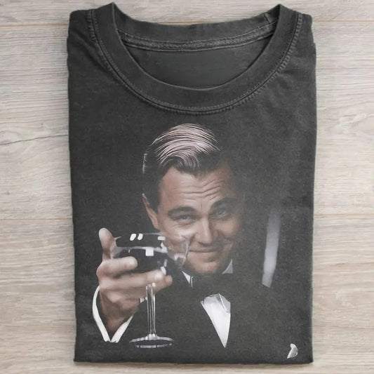 Vintage Jay Gatsby Cheering Graphic Tee - The Great Gatsby Movie Shirt - Romantic Movie Scenes Shirt - Iconic Movie Scene Shirt - Leonardo DiCaprio - Tobey Maguire Menswear Top