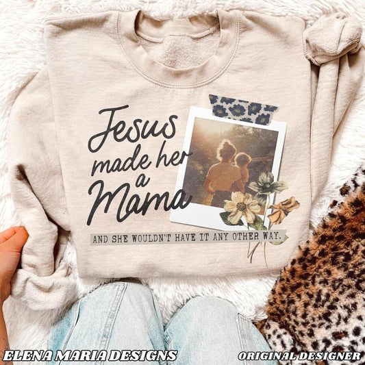 Vintage Jesus Made Her A Mama Sweatshirt, Gift For Mom, Praying Mama Shirt, Jesus Mother's Day Shirt