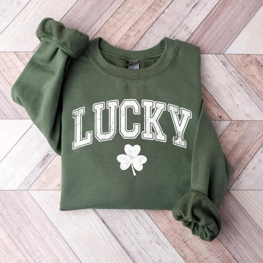 Vintage Lucky Sweatshirt, St. Patrick's Day Sweatshirt, Shamrock Sweatshirt