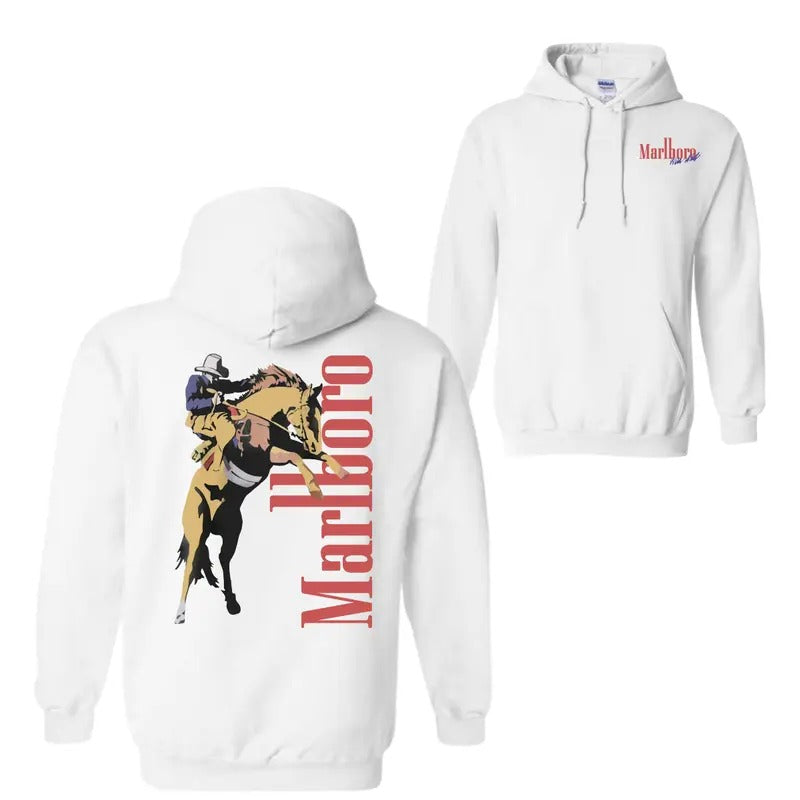 Vintage Marlboro Cowboy Wild West Hoodie, Sweatshirt, T-Shirt, For Men, For Women | DripVista.com