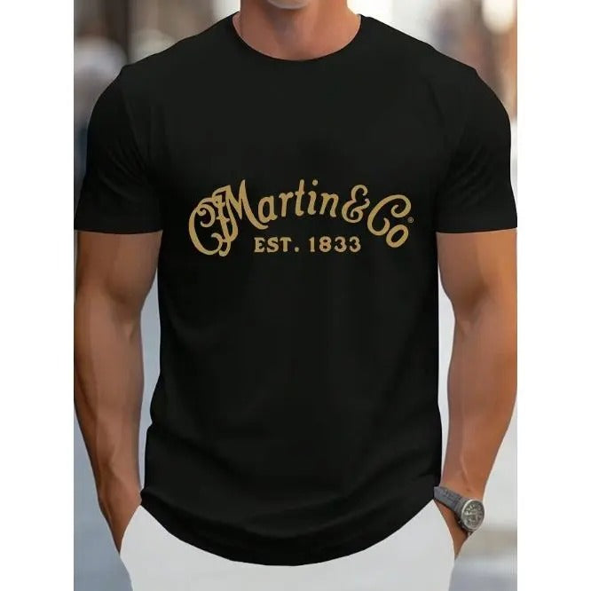 Vintage Martin Guitars Graphic Tee - Soft, Breathable, Absorbent Crew Neck T-Shirt for Men - Round Neck, Casual,...