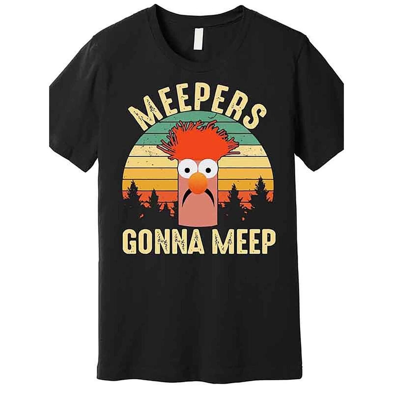 Vintage Meepers Graphic T-Shirt - Funny Muppet Design, Premium Quality, Short Sleeve, Black Color, Men's Collection, 226949