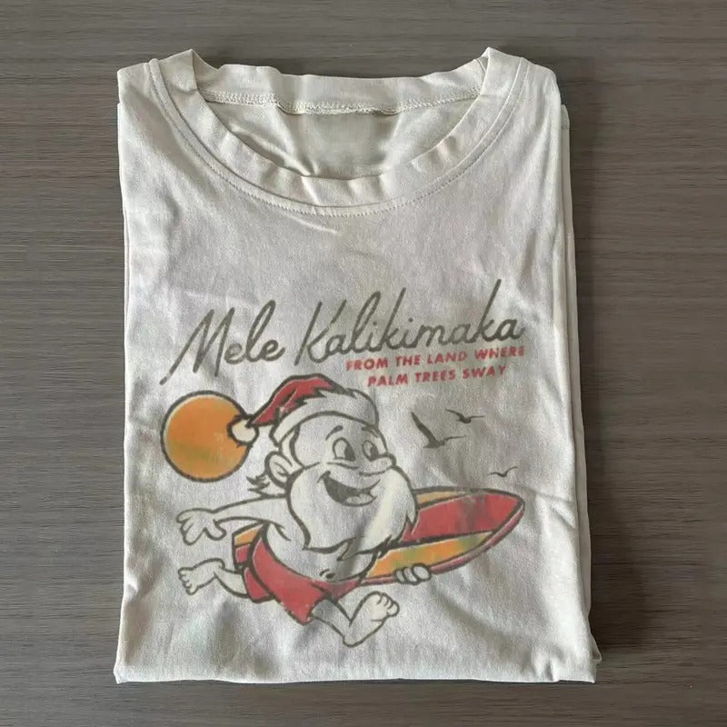 Vintage Mele Kalikimaka Christmas t-shirt, Christmas Sweatshirt,90' Graphic tee Hoodie | DripVista.com