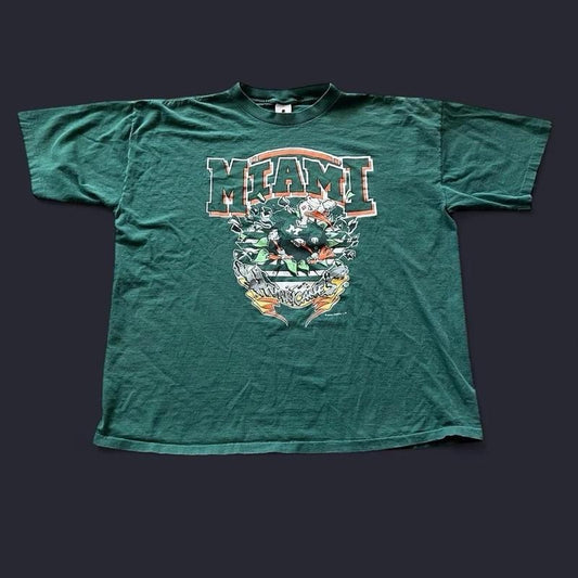 Vintage Miami Hurricanes NCAA Green Unisex T-shirt Sweatshirt Hoodie 82
