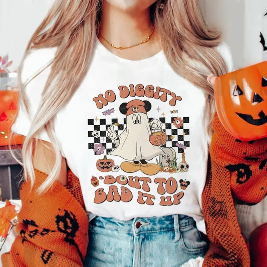 Vintage Mickey Ghost Halloween Shirt, No Diggity Bout To Bag It Up Shirt, land Halloween Shirt, Mickey's Not So Scary, Spooky Season