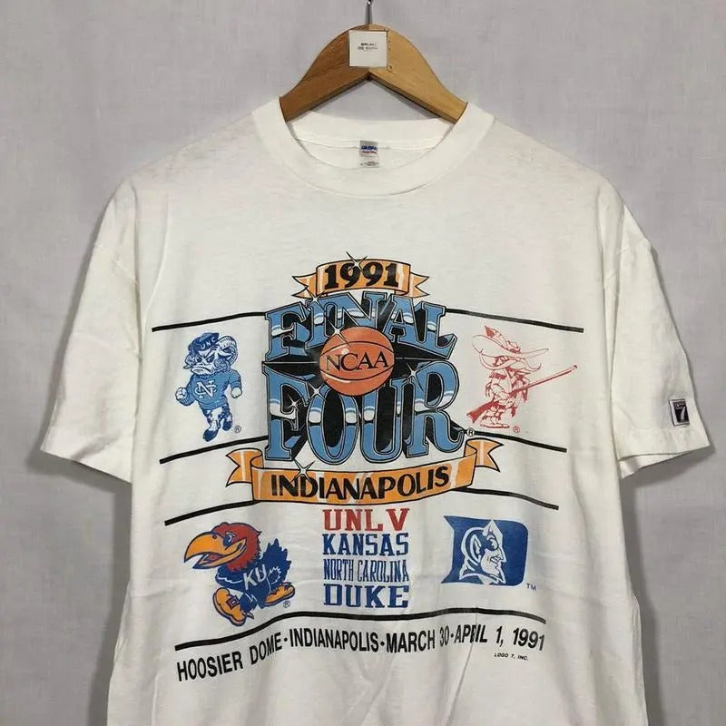 Vintage NCAA 1991s Final Four Indianapolis UNLV Tshirt Shortsleeve Top Hoodie, Sweatshirt | DripVista.com